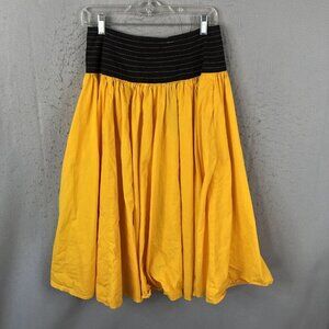 Vintage Irene Pulos Skirt Womens Small Yellow Bright 70s Retro Circle Twirl